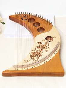 1pc 19-string Moon Lyre Harp Beginner's Portable Small Sized Lyre Harp, Rare Musical Instrument - Moon Lyre - View 4