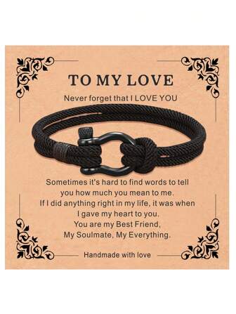 Minimalist Bracelet+Card For Men For Daily Decoration, Gift For Family, Holiday Birthday Gift For Son, Grandsons,Friends