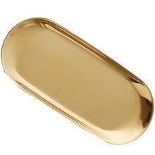 Stainless Steel Towel/ Dish Plate, Tea/ Fruit Storage Trays Cosmetics Jewelry Organizer, Gold, Oval,1pc - Yellow Gold - View 3