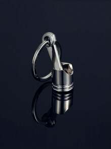 1pc Car Engine Piston Shaped Keychain, Creative Metal Piston Model Keychain, Keyring, Pendant For Car Decoration - Silver - View 4