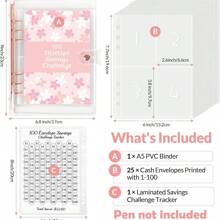 100 Miếng Thử thách Phong bì & Ngân sách Chất đóng gáy , Với Nhiều lớp Theo dõi Và Túi - Hồng - Xem 2