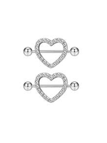 2 piezas Anillos para el pezón de 14G para mujeres, set de anillos para el pezón con barra de 16mm de acero quirúrgico con corazón de circonita y mariposa, joyería de piercing corporal lindo para San Valentín, Mamá, Madre, Día de la Madre, regalo