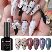 Rs Nail 鵪鶉蛋殼凝膠指甲油,半永久性鵪鶉蛋殼效果光療琉璃漆浸泡式uv凝膠指甲藝術美甲霜,如鵪鶉蛋殼效果的斑點指甲油頂層膜,透明7.5毫升 - 黑與白 - 查看 5