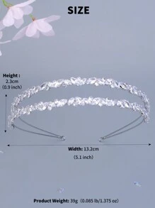 1件装女士奢华锆石独特双层设计新娘皇冠发箍，经典简约轻盈舒适锆石发箍，情人节配饰，婚礼发饰 - 銀色 - 查看 8
