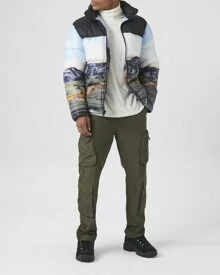 Mountain Landscape Puffer Jacket - Black - View 5