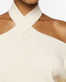 Crisscross Off-the-Shoulder Sweater - White - View 4
