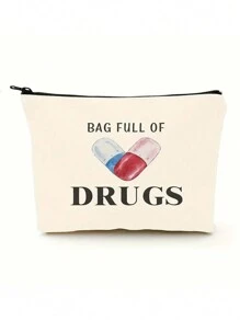 1個神奇圖案收納袋,輕便旅行化妝包,方形手提袋附手腕帶,化妝用品組織者