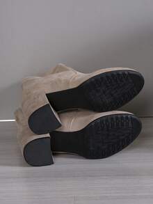 Của phụ nữ Đúng mốt Dày Gót chân Giày bốt ngắn - Màu be - Xem 6