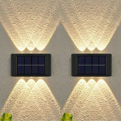 1 件小型太陽能 Led 壁燈,有上下照明,適用於花園、陽台、庭院、街道、牆壁、甲板、柵欄、門廊。戶外裝飾照明