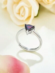 1pc 925 Sterling Silver Natural Garnet Ring - Burgundy - View 4