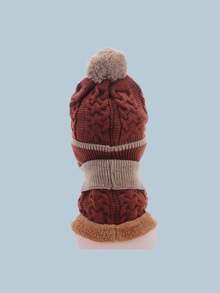 3 件套女式時尚甜美可愛溫暖蓬鬆內襯厚針織帽、護頸器和麵罩套裝適合日常使用和戶外滑雪/騎自行車/徒步旅行