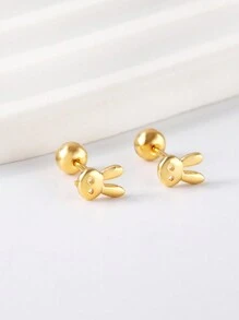 1對不鏽鋼兔頭耳釘與鋼珠背夹ea625001g