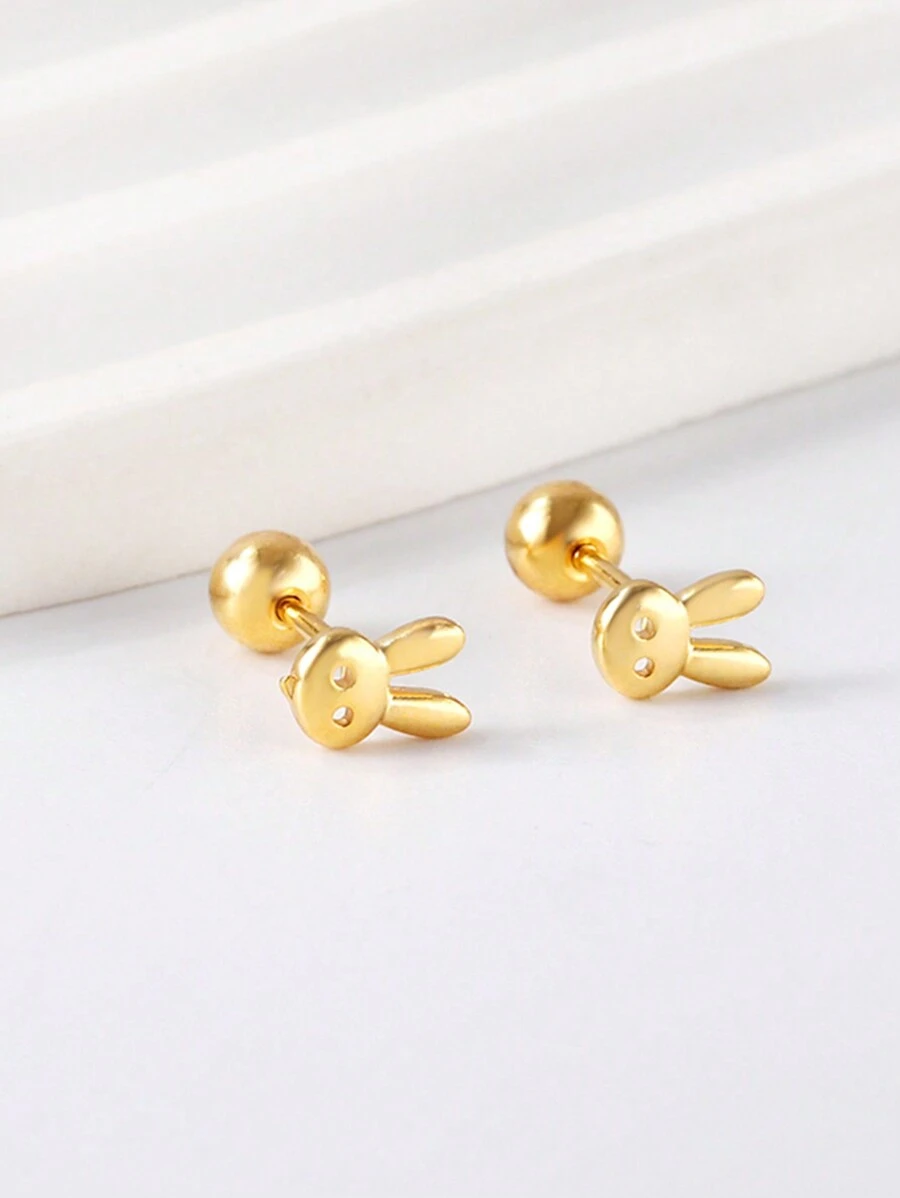 1對不鏽鋼兔頭耳釘與鋼珠背夹ea625001g