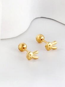 1對不鏽鋼兔頭耳釘與鋼珠背夹ea625001g