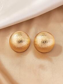 1pair Asymmetrical Geometric Design Big Circle & Hemisphere Shaped Western-Style High-Grade Statement Earrings - Yellow Gold - View 5