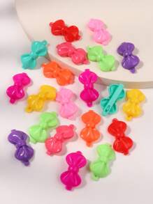 20pcs Girls' Cute Heart Shaped Hair Clips With Bow Knot & Flower Shaped Plastic Hair Accessories, Great For Daily Life Or Vacation - Multicolor - View 3