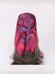 1 chiếc khăn lụa giả in nhiều màu thời trang, in họa tiết 70cm Bandana dành cho nữ, thắt lưng phù hợp, trang trí khăn trùm đầu, khăn trùm đầu thời trang, dây buộc tóc, khăn Bandana mặc hàng ngày, dây buộc đầu lý tưởng để làm nổi bật vẻ ngoài của bạn - Màu Hồng Tươi - Xem 2