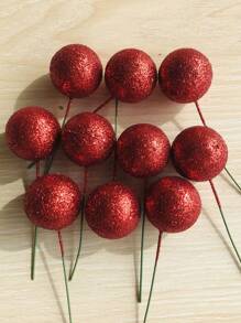 20 piezas Bolas de deseo rojas con glitter para decoración de pasteles de cumpleaños, postres y suministros de repostería