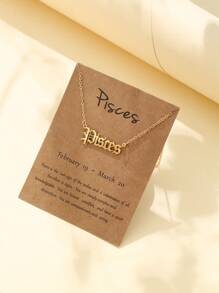 件十二生肖天蠍座牡羊座字母細節吊墜項鍊 - 金黃色 - 查看 5