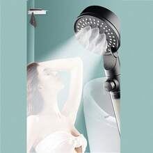 1pc 5-Setting Transparent Handle Shower Head With Filter And Boosting Function, Auto Stop, Handheld, Gray/Black - Black - View 10