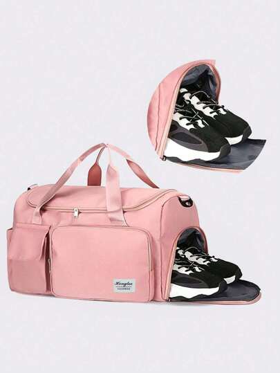 Weekend Over Night Holiday Luggage Travel Duffel Bag, Large Capacity Gym Yoga Bag, Carry-On Handbag With Dry And Wet Separation, Large Capacity Casual Multifunctional Portable Shoulder Bag With Shoes Compartment For Business, Vacation, Outdoor, Skiing, Exercise Fitting Luggage Bag Overnight Bag Carry On Bag Hand Bag Gym Bag Stuff For Back To School For Student Handbags Weekend Bag Hand Bags For Suitcase Duffle Bag For Luggage College Bag Luggage Bags Weekender Bag Hospital Bag Pink Winter