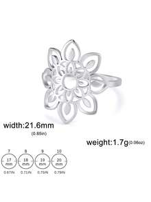 1枚女款精緻不鏽鋼向日葵戒指,時尚簡約指環珠寶,母親節感恩節禮物