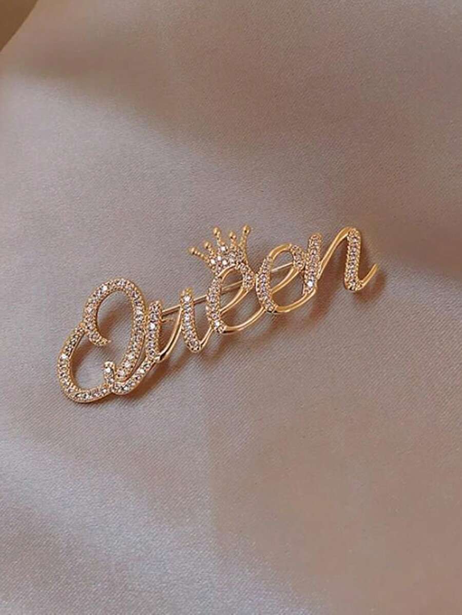 女王皇冠英文字母胸針適用於毛衣/開襟衫,韓國花胸針適用於西裝/外套,男女通用時尚配件