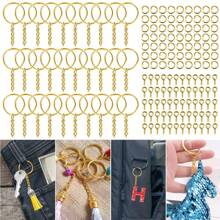 90pcs Keychain Making Kit Including Key Rings, Chains, Open Jump Rings, Screw Eye Pin, For Diy Resin Crafts Jewelry Keychain Making - Gold - View 3