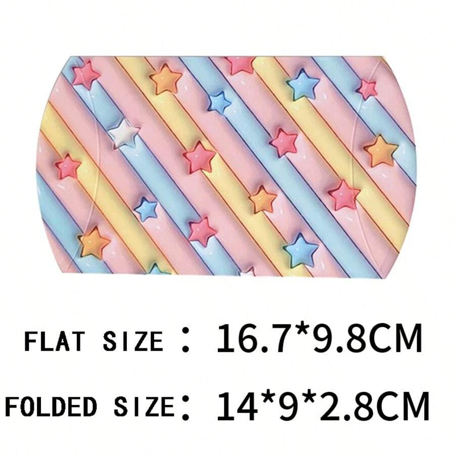 10pcs/set Macaron Colored Star Shaped Folding Paper Gift Box, Cute Party Favors Packaging - Pink - View 1