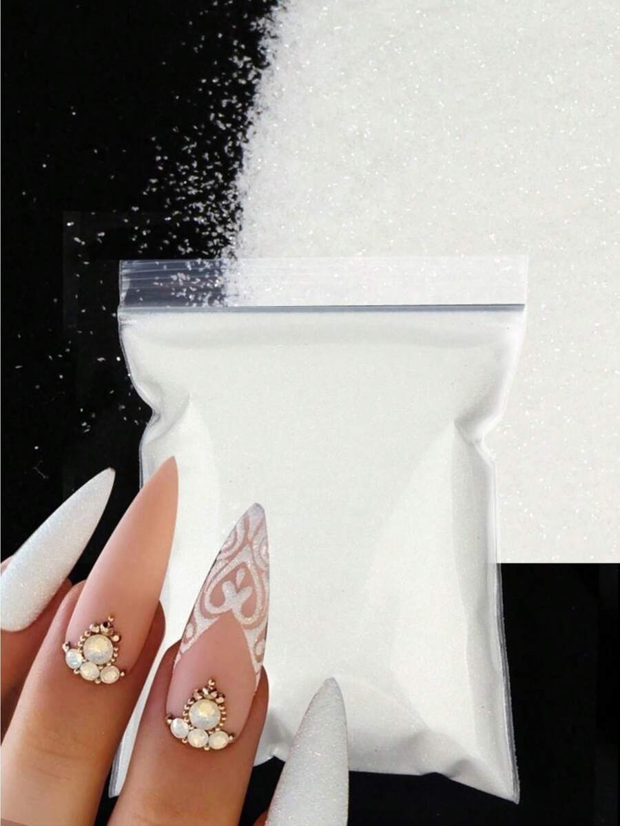 10g/袋闪亮透明糖粉指甲亮粉装饰糖效果美甲配件DIY指甲饰品指甲宝石美甲用品 - 無色 - 查看 1