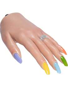 Veikmv 1 pièce Main gauche n°3 Fausse main d'entraînement pour ongles acryliques, mains en silicone pour la pratique, modèle de main factice pour la pratique des ongles, fournitures pour ongles, outils pour ongles, outils pour l'art des ongles, rentrée scolaire, ongles, outils pour les ongles à clipser