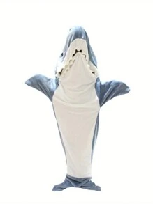 1件大人男孩女孩鯊魚毯子,可穿戴鯊魚毯子,鯊魚睡袋禮物 - 藍色 - 查看 5