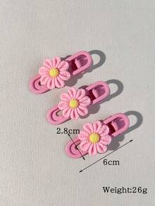 3 Piezas De Sujetadores De Cabello Con Flores Rosadas - Rosa - Ver 2