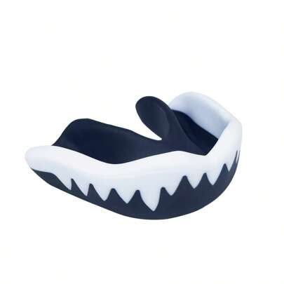 1pc Black & White Sports Mouthguard With Strap, Professional Mouthguard For Boxing, Muay Thai, Mma, Wrestling, Hockey, And Contact Sports, Suitable For Adults & Teenagers