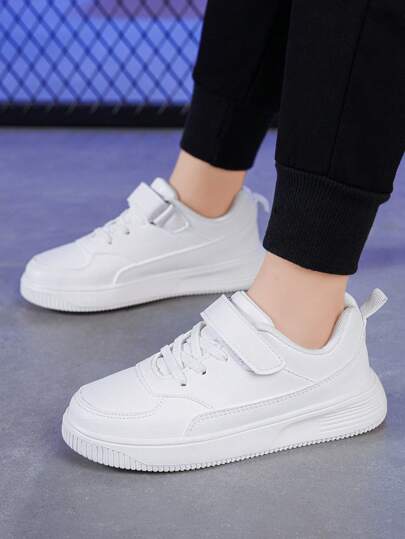 童鞋,兒童皮質運動鞋,男女童休閒鞋,小學生運動鞋,白色鞋(中大童號)