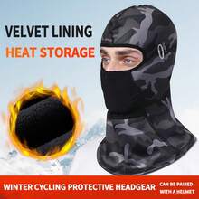 1入組防曬抗UV冬季迷彩保暖摩托車戰術面罩頸部保暖器，防風保暖戶外運動頭戴 - 軍綠色 - 查看 2
