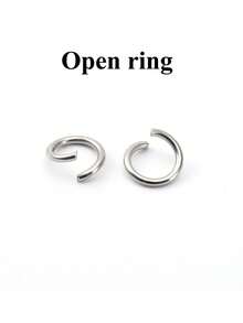 不鏽鋼鑰匙扣配鏈 - 開放式環形鑰匙鍊,有四條鎖鏈可供diy珠寶製作 - 銀色 - 查看 10