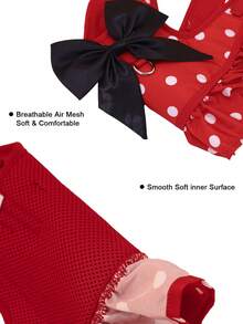 Supet 1 Set Pet Chest & Back Harness With Leash & Gloves, Indoor & Outdoor Use, Heart & Watermelon Pattern, Suitable For Cats & Dogs - Red - View 4