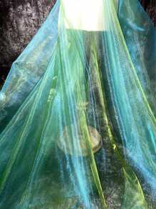 1pc Gradient Two-Color Mesh Fabric, Laser Texture See-Through Fabric Long Skirt Shawl Creative Handmade Fabric - Multicolor - View 5