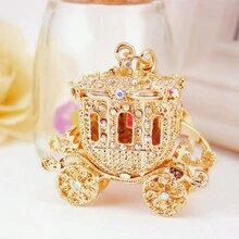 1pc Cartoon Car Double Sided Diamond Keychain Pendant - Gold - View 4