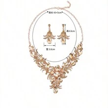 3pcs/set Exaggerated European & American Bridal Wedding Necklace Set - White - View 2