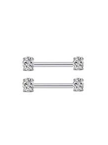 2 piezas Anillos para el pezón de 14G para mujeres, set de anillos para el pezón con barra de 16mm de acero quirúrgico con corazón de circonita y mariposa, joyería de piercing corporal lindo para San Valentín, Mamá, Madre, Día de la Madre, regalo