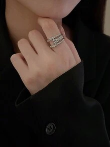 1 Adjustable Split Ring - Antique Silver - View 4