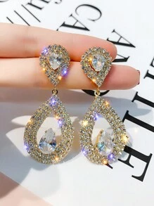 Rhinestone Water Drop Earrings