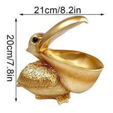 Creative Resin Pelican & Toucan Sculpture Key Candy Bowl Entrance Dining Table Decoration For Home, Bar, Office (Gold) - Gold - View 2