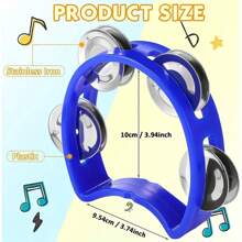 1pc Plastic Percussion Tambourine For Adults Hand Tambourine Musical Instrument 4 Bells On ABS Tambourine Musical Rhythm Instrument Hand Held Percussion Drum For Party Performance Concert - Multicolor - View 3
