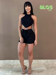 Women Two-piece Outfits - màu đen - Xem 1