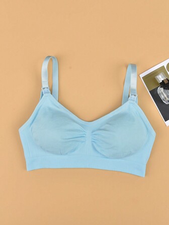 孕婦女士褶邊無鋼圈哺乳內衣