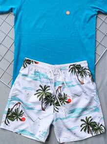 Conjunto Infantil Roupa Menino Masculino Short Camiseta Verão - Azul - Visão 5