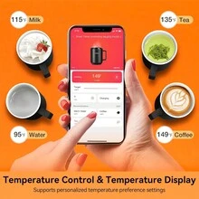 Vsitoo S3 Temperature Control Smart Mug 2 With Lid, Self Heating Coffee Mug 10 Oz, LED Display, 90 Min Battery Life - App&Manual Controlled Heated Coffee Mug - Improved Design - Perfect Coffee Gifts,Fathers Day Gifts - White - View 5